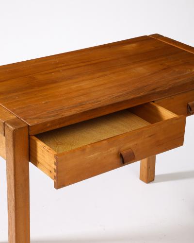 Maison Regain Elm Desk Console with Leather Pulls by Maison Regain France c 1950