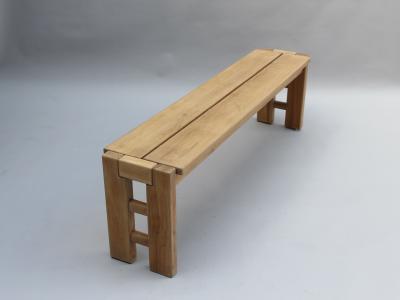 Maison Regain French 1970s Elm Bench by Maison Regain