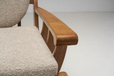 Maison Regain Pair of French Elm Wood Lounge Chairs by Maison Regain France 1970s