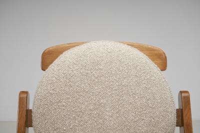 Maison Regain Pair of French Elm Wood Lounge Chairs by Maison Regain France 1970s