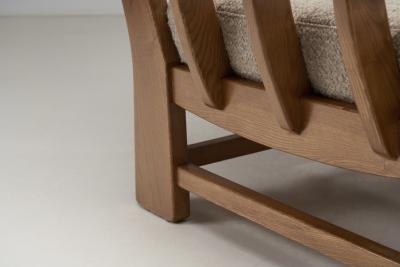 Maison Regain Pair of French Elm Wood Lounge Chairs by Maison Regain France 1970s