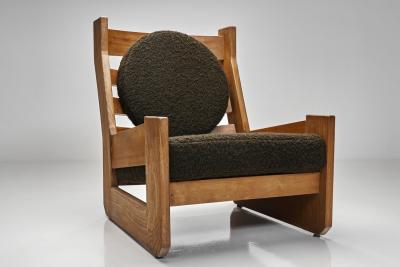 Maison Regain Pair of Sculptural Solid Elm Lounge Chairs by Maison Regain France Late 20th C