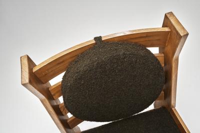 Maison Regain Pair of Sculptural Solid Elm Lounge Chairs by Maison Regain France Late 20th C