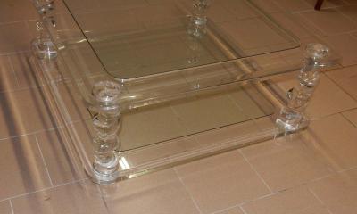Maison Romeo 1970 Coffee Table in Lucite Rom o And 2 Ends of Sofa Same Model