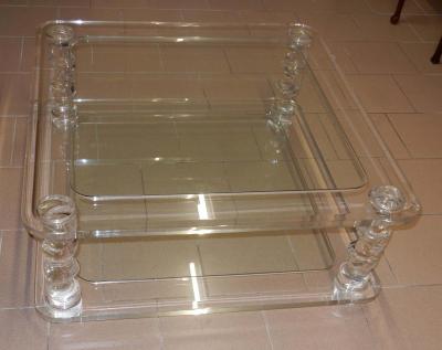Maison Romeo 1970 Coffee Table in Lucite Rom o And 2 Ends of Sofa Same Model