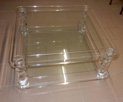 Maison Romeo 1970 Coffee Table in Lucite Rom o And 2 Ends of Sofa Same Model