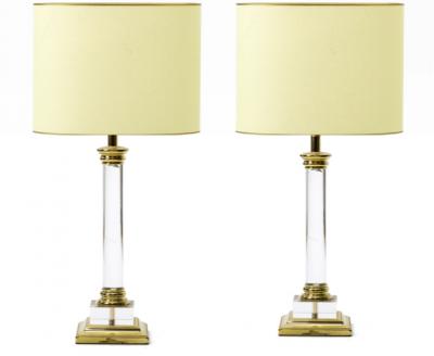 Maison Romeo Maison Romeo Paris pair of Lucite and gold brass neo classic revival lamps