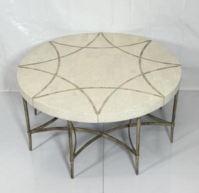 Maitland Smith 1980s Tessellated Stone Round Coffee Table Maitland Smith Style