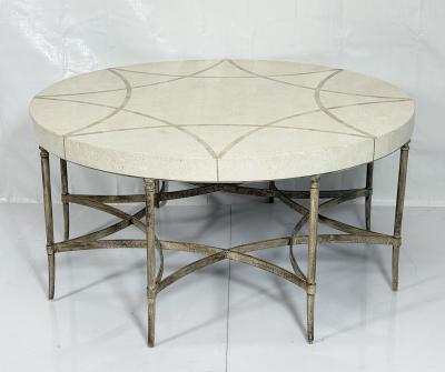 Maitland Smith 1980s Tessellated Stone Round Coffee Table Maitland Smith Style