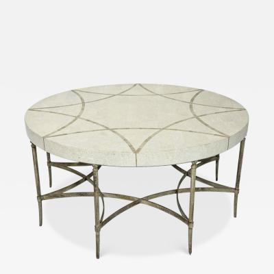 Maitland Smith 1980s Tessellated Stone Round Coffee Table Maitland Smith Style