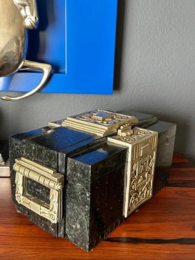Maitland Smith Art Deco Granite Jewelry Box