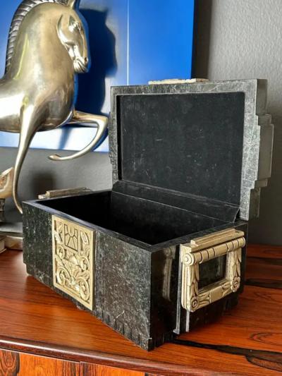 Maitland Smith Art Deco Granite Jewelry Box