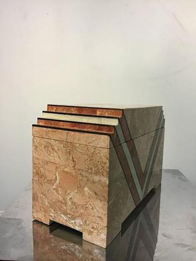Maitland Smith Art Deco Inspired Box in Tessellated Marble by Maitland Smith