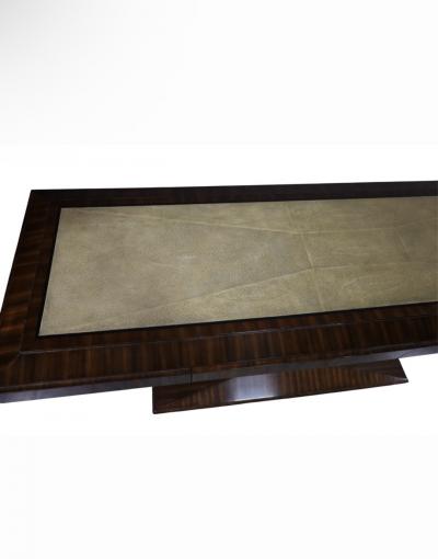 Maitland Smith Art Deco Style Ebonized Macassar Console Table with Faux Shagreen Top