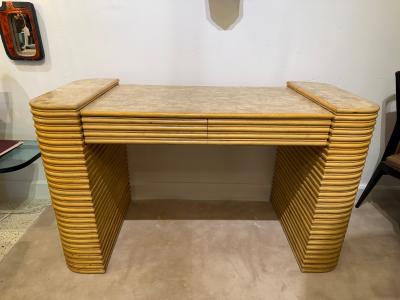 Maitland Smith Art Deco Style Reed Bamboo Desk