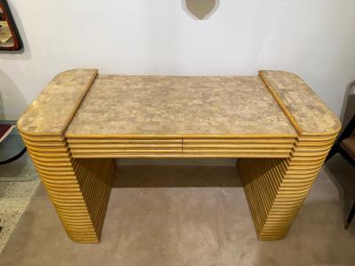 Maitland Smith Art Deco Style Reed Bamboo Desk