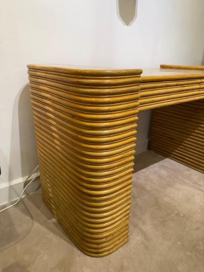 Maitland Smith Art Deco Style Reed Bamboo Desk