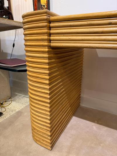 Maitland Smith Art Deco Style Reed Bamboo Desk