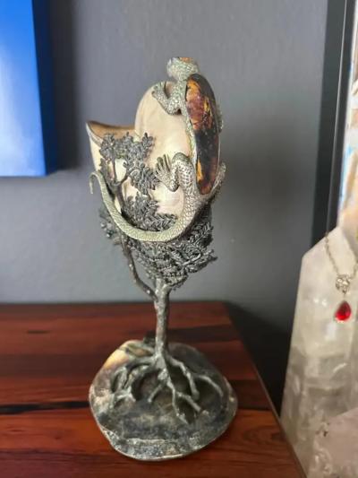 Maitland Smith Cornucopia of Nautilus Shell and Lizard Object d Art