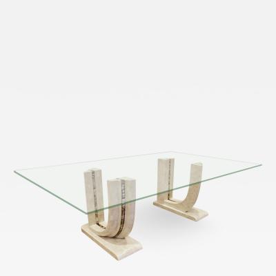 Maitland Smith Dining Table In Tessellated Fossilized Coral and Abalone 1970s