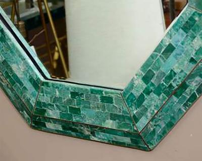 Maitland Smith Elegant Emerald Maitland Smith Large Tessellated Marble Mirror