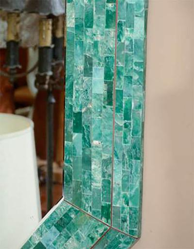 Maitland Smith Elegant Emerald Maitland Smith Large Tessellated Marble Mirror