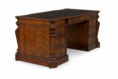 Maitland Smith English Regency Style Wooden 2 Cabinet Kneehole Desk