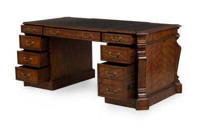 Maitland Smith English Regency Style Wooden 2 Cabinet Kneehole Desk