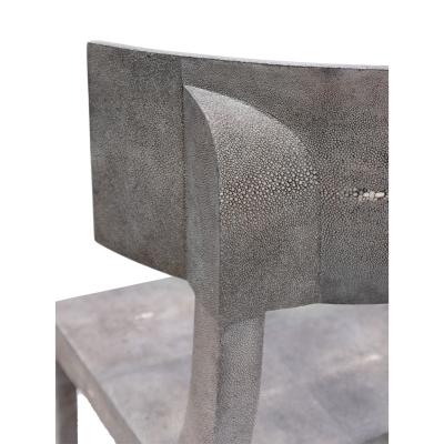 Maitland Smith Exquisite Klismos Chair in Blue Gray Shagreen with Brass Sabots 1980s