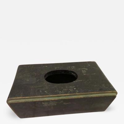 Maitland Smith Handsome Maitland Smith Tessellated Marble Brass Tissue Box Midcentury