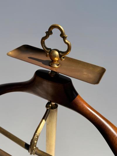 Maitland Smith Italian Brass and Wood Valet Stand with Cabriolet Legs