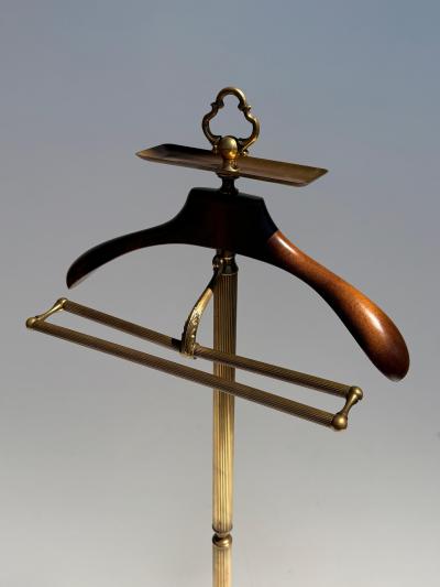Maitland Smith Italian Brass and Wood Valet Stand with Cabriolet Legs