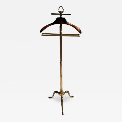 Maitland Smith Italian Brass and Wood Valet Stand with Cabriolet Legs