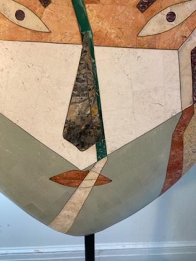 Maitland Smith MONUMENTAL MAITLAND SMITH TESSELATED MARBLE POST MODERN FACE FLOOR SCULPTURE