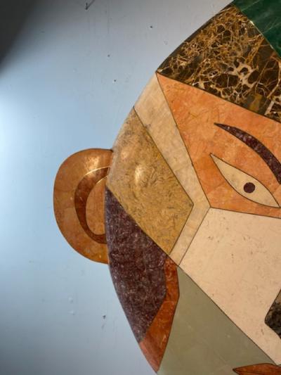 Maitland Smith MONUMENTAL MAITLAND SMITH TESSELATED MARBLE POST MODERN FACE FLOOR SCULPTURE