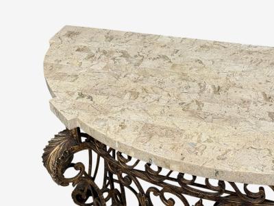 Maitland Smith Maitland Smith Console Table Gilt Metal Tesselated Marble Philippines 1980s