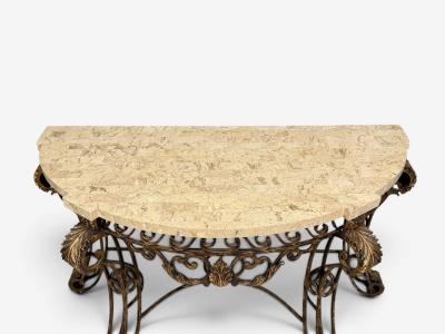 Maitland Smith Maitland Smith Console Table Gilt Metal Tesselated Marble Philippines 1980s