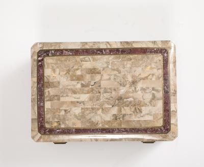 Maitland Smith Maitland Smith Extra Large Tessellated Travertine and Brass Box
