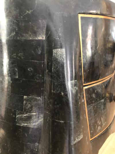 Maitland Smith Maitland Smith Fossil Stone Inlaid Bronze Mount Vanity Ladies Desk