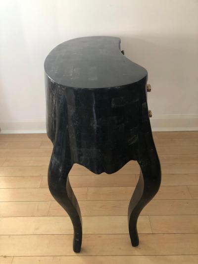 Maitland Smith Maitland Smith Fossil Stone Inlaid Bronze Mount Vanity Ladies Desk