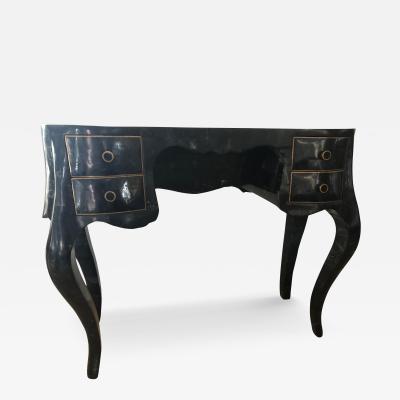 Maitland Smith Maitland Smith Fossil Stone Inlaid Bronze Mount Vanity Ladies Desk