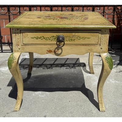 Maitland Smith Maitland Smith French Country Paint Decorated Side End Table