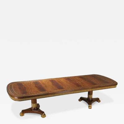 Maitland Smith Maitland Smith Mahogany Inlaid Manor Double Pedestal Dining Table W 2 Leaves