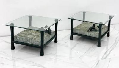 Maitland Smith Maitland Smith Marble and Bronze Sculptural Side Accent Tables a Pair