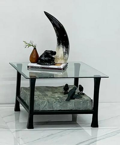 Maitland Smith Maitland Smith Marble and Bronze Sculptural Side Accent Tables a Pair
