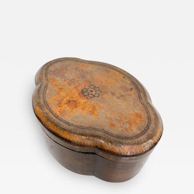 Maitland Smith Maitland Smith Pretty Leather Wrapped Oval Lidded Box from Philippines 1980s
