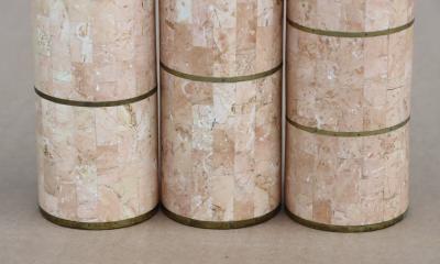 Maitland Smith Maitland Smith Tesselated Stone And Brass Candle Holders 1980s Design