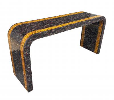 Maitland Smith Maitland Smith Tessellated Faux Tortoise And Mother Of Pearl Console Table