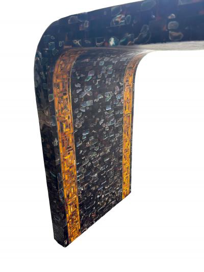 Maitland Smith Maitland Smith Tessellated Faux Tortoise And Mother Of Pearl Console Table