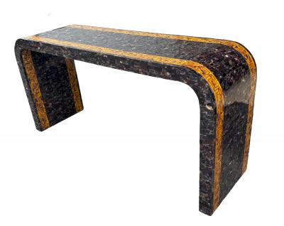 Maitland Smith Maitland Smith Tessellated Faux Tortoise And Mother Of Pearl Console Table